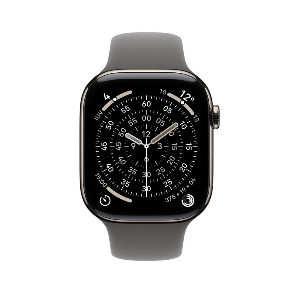 Apple watch s11 gps + cellular 42mm natural titanium case stone grey sport band s - m
