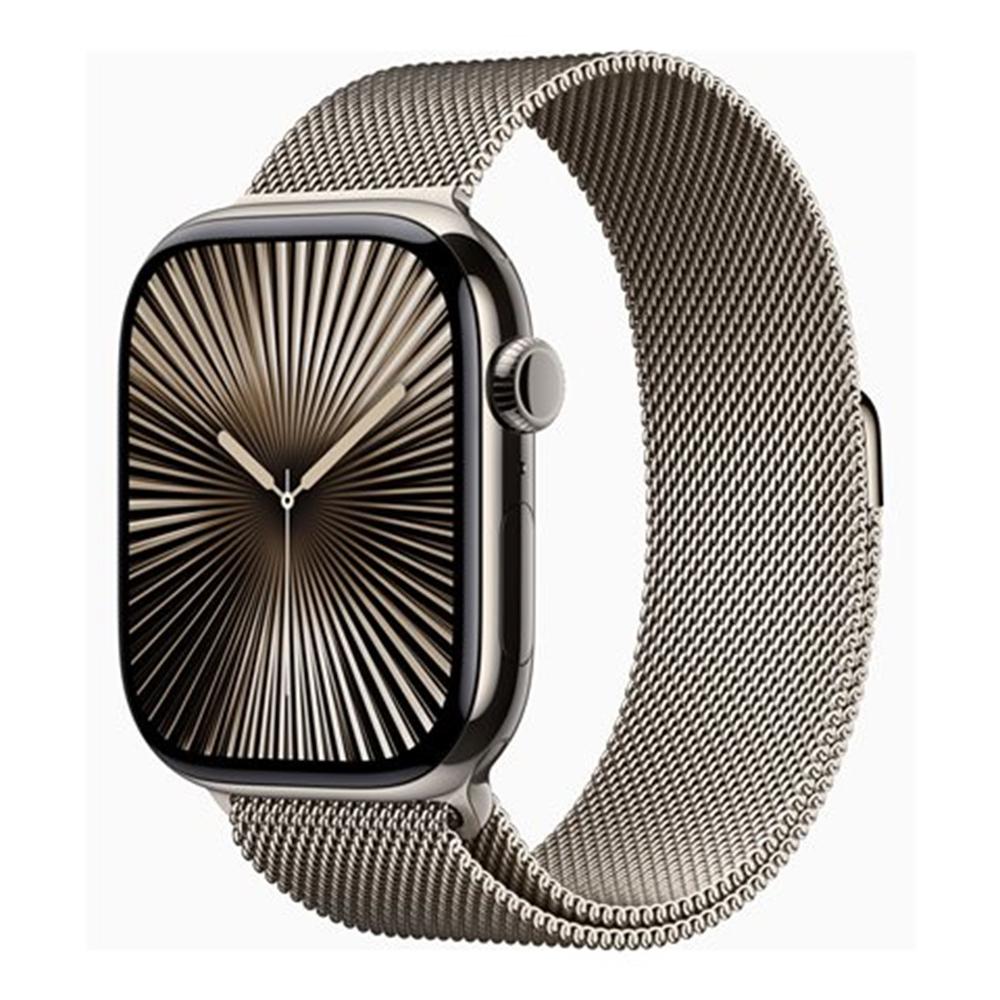 Apple watch series 10 gps + cell 46mm natural titanium milanese loop s - m