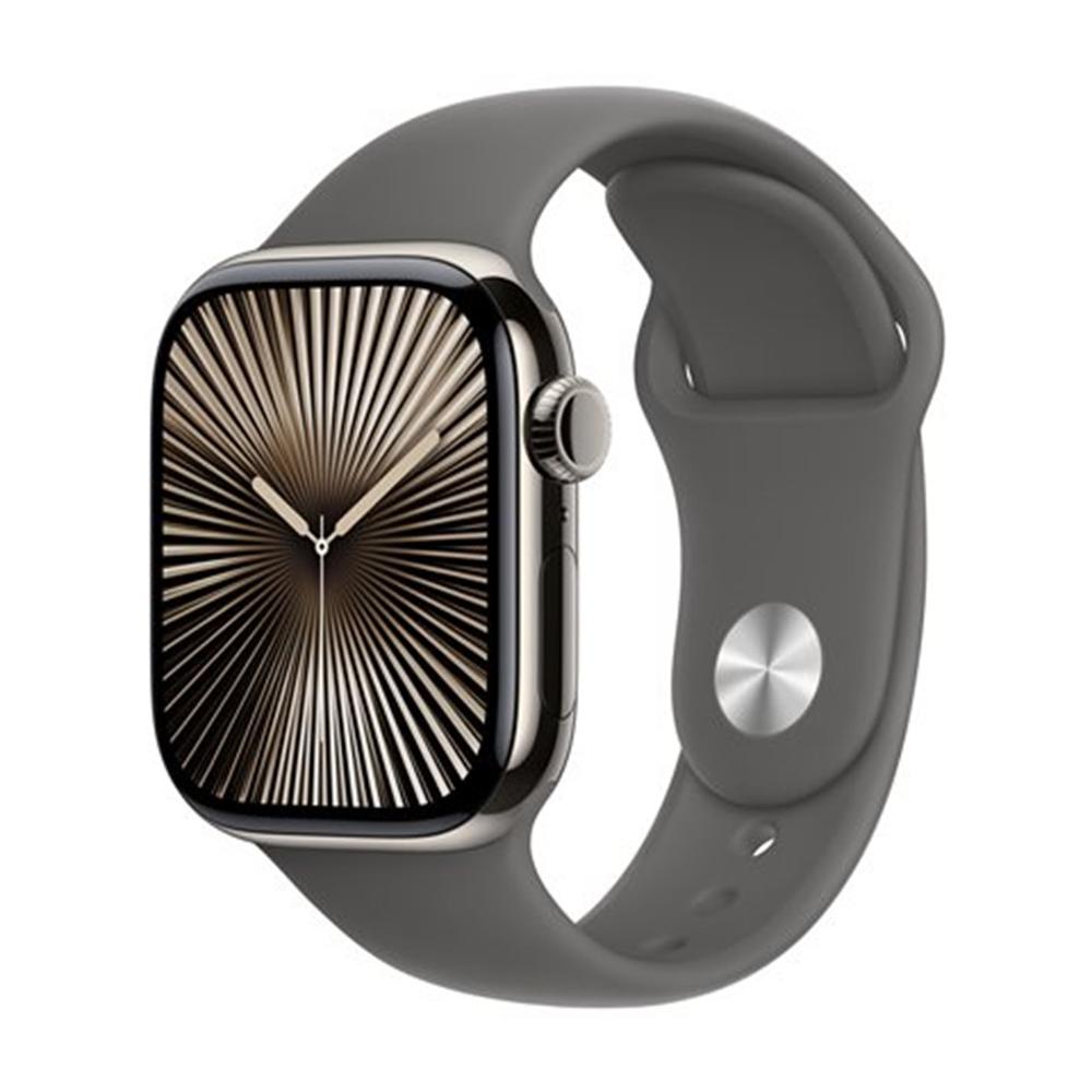 Apple watch series 10 gps + cell 42mm natural titanium stone grey sport band s - m