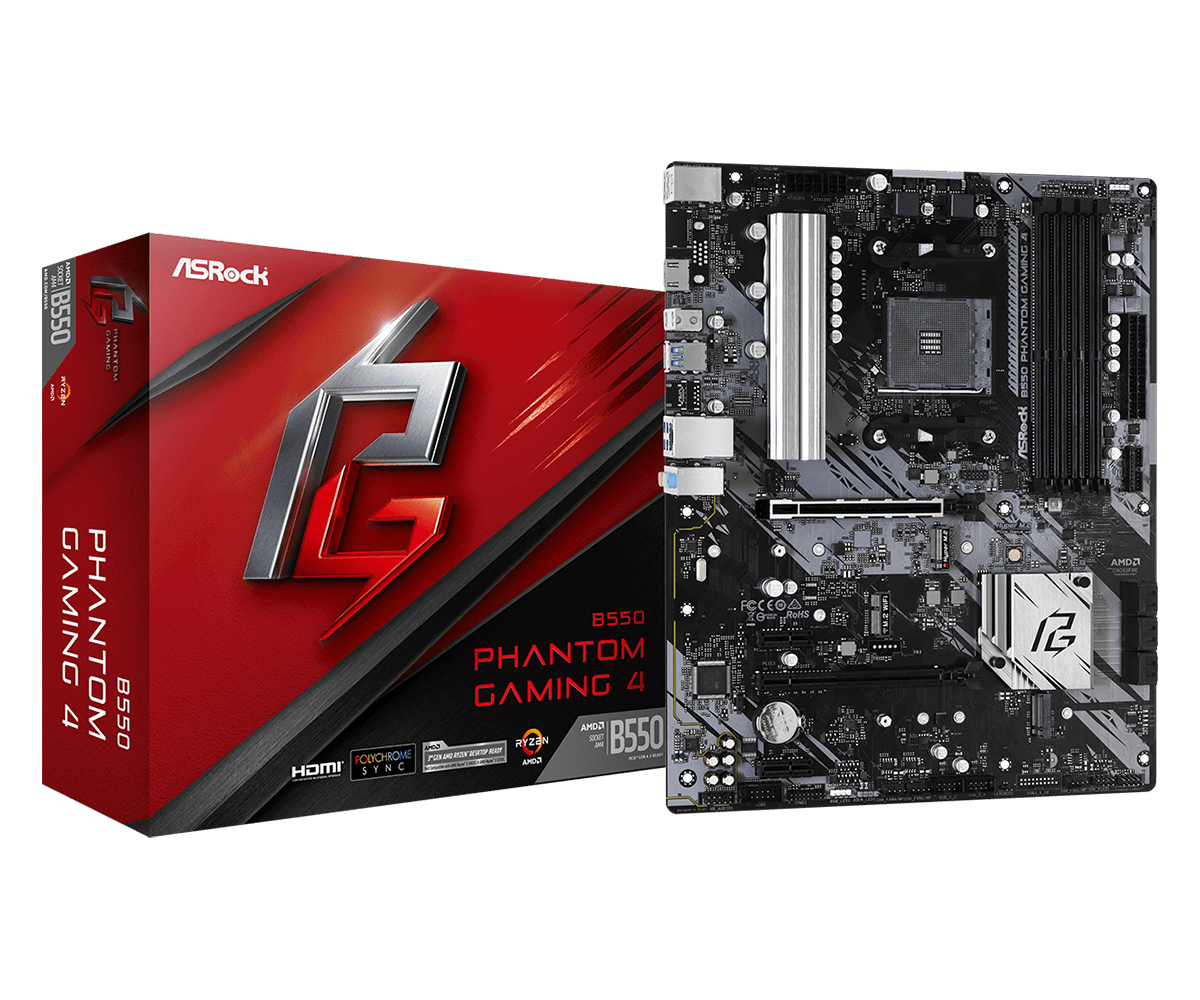 Asrock am4 b550 phantom gaming 4 atx - 4xddr4 - 6xsata6 - 1xusb 3.2 - 2xusb 2.0 90 - mxbcy0 - a0uayz