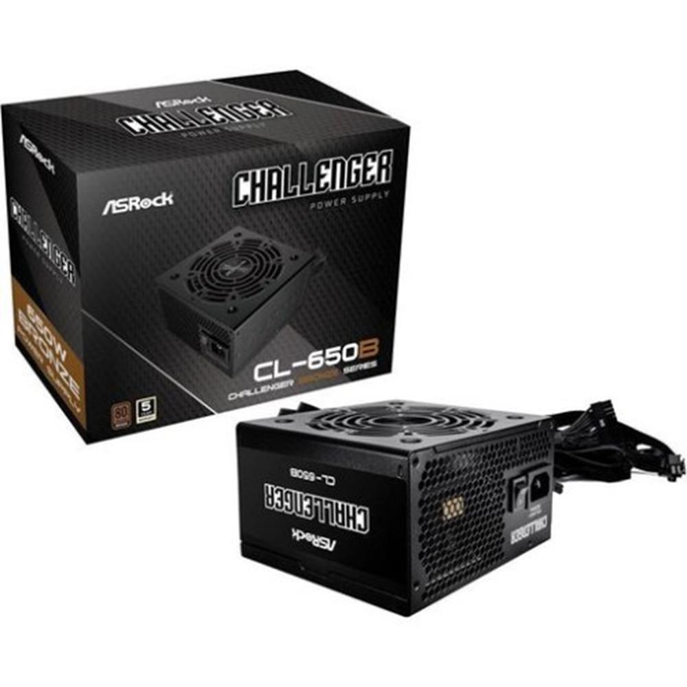 ASRock CL-650B,PSU,650W,80 PLUS BRONZE,120MM,ACTIVE PFC,PCI-E (6+2 pin)x4,SATA (5 pin)x4