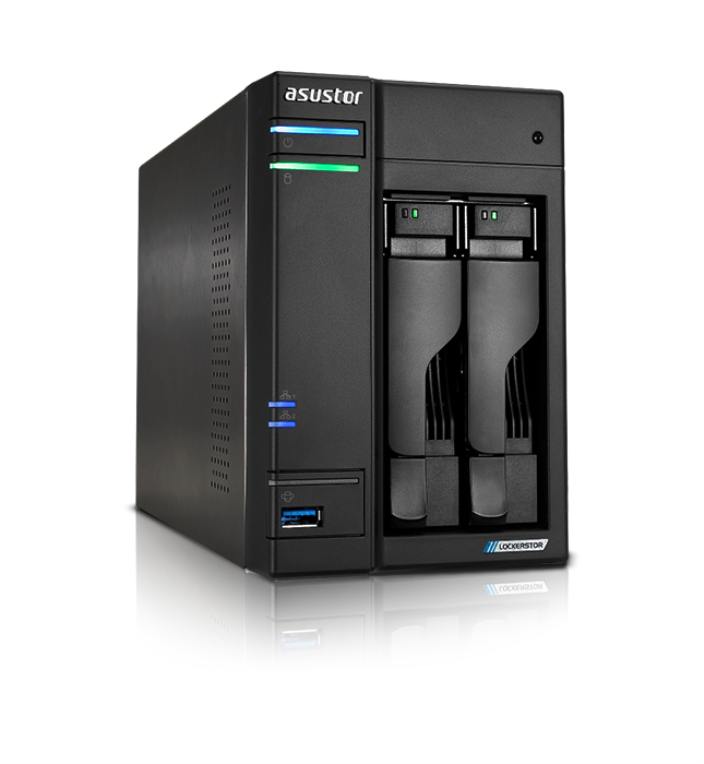 Asustor tower 2 bay quad - core 2.0ghz cpu dual 2.5gbe ports 4gb ram ddr4