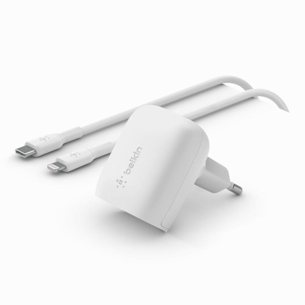 Belkin wca006vf1mwh - b5 20w 1x usb tipo c blanco + cable lightning a usb tipo c 1m