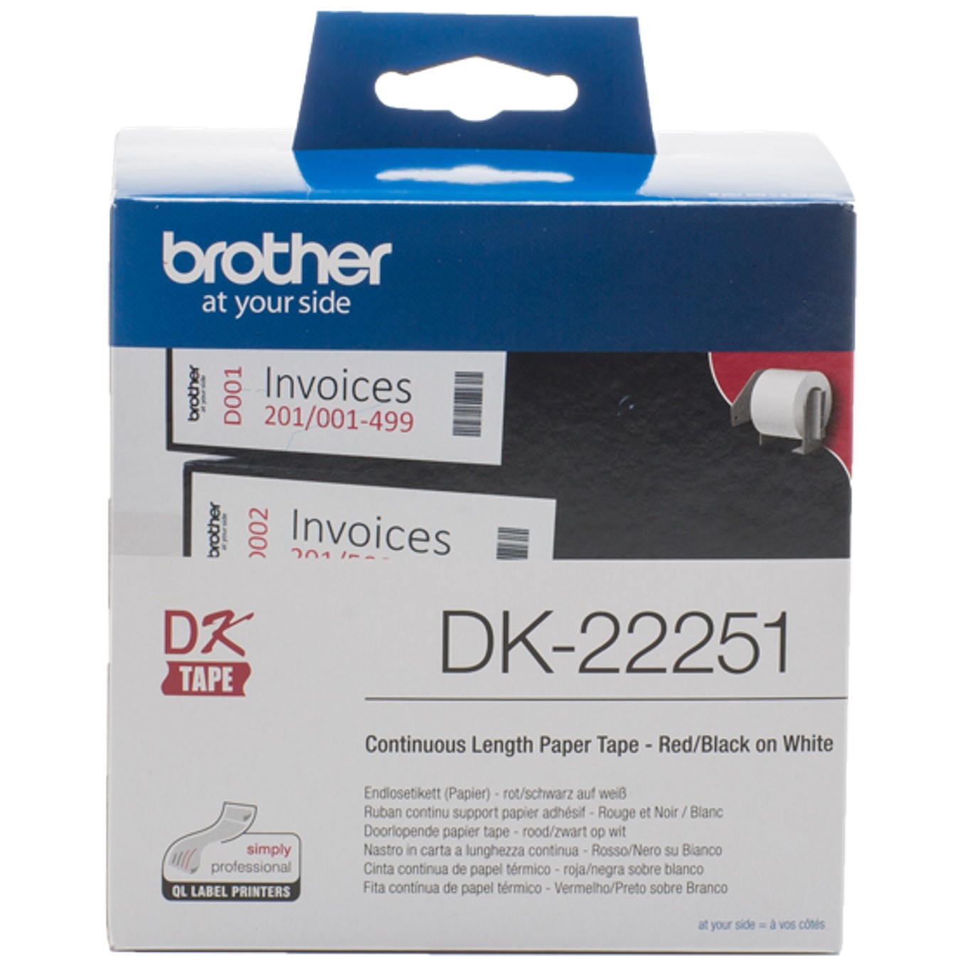 Brother dk22251 negro - rojo 62mm 15.24m