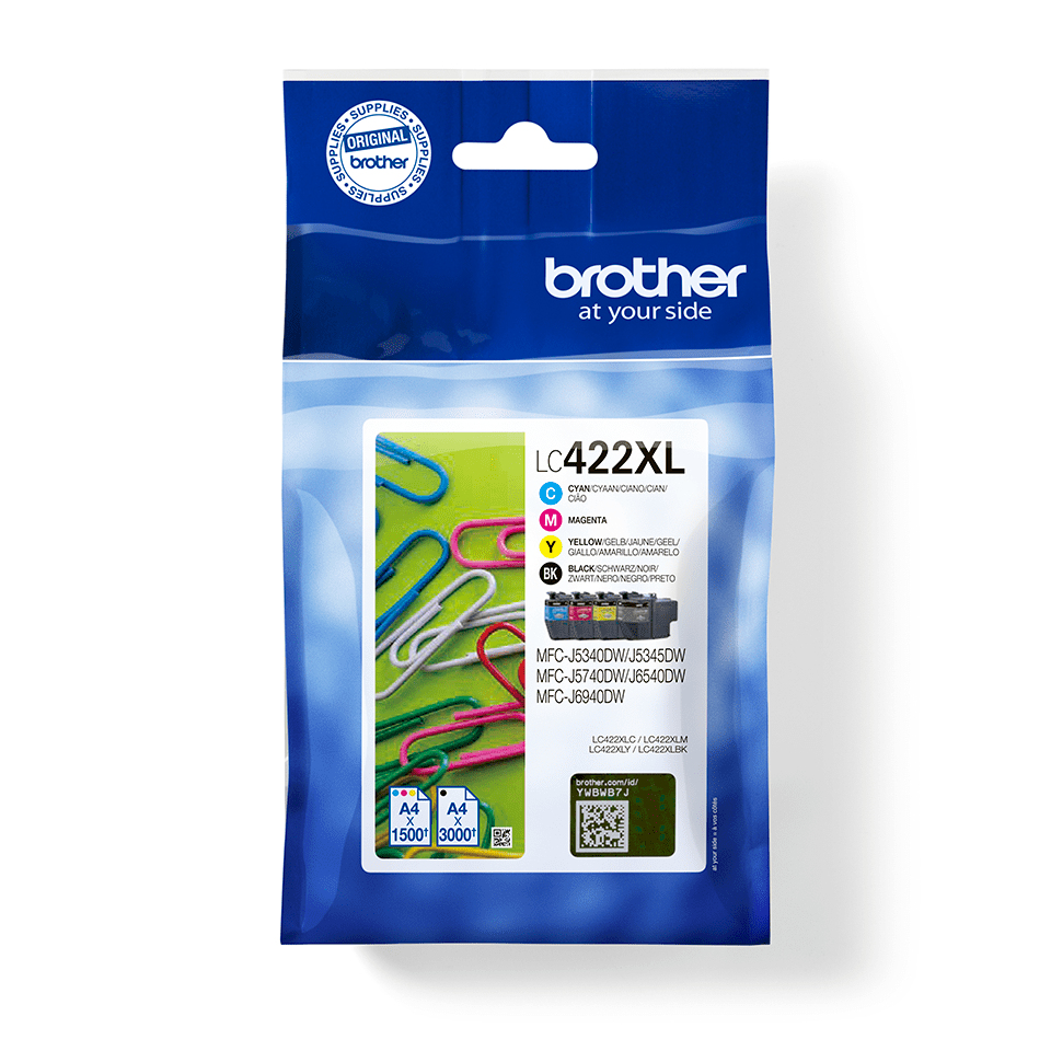 Brother lc422xlval negro cian magenta amarillo 3000 paginas - negro 1500 paginas - color