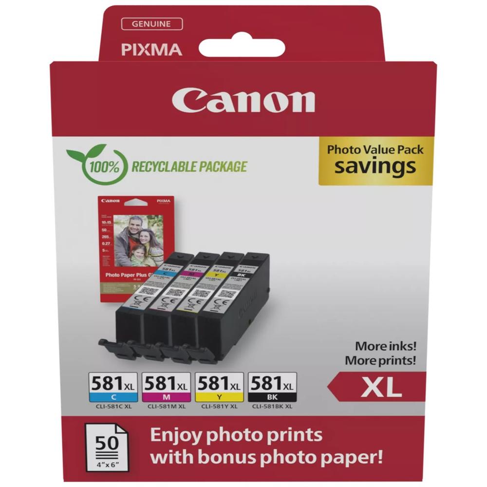 Canon cli - 581xl bk - c - m - y + papel fotografico