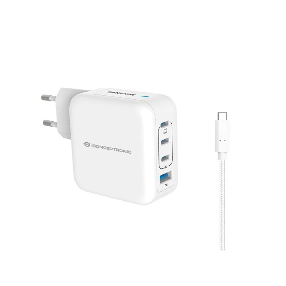 Conceptronic althea18w 100w + cable usb tipo c blanco