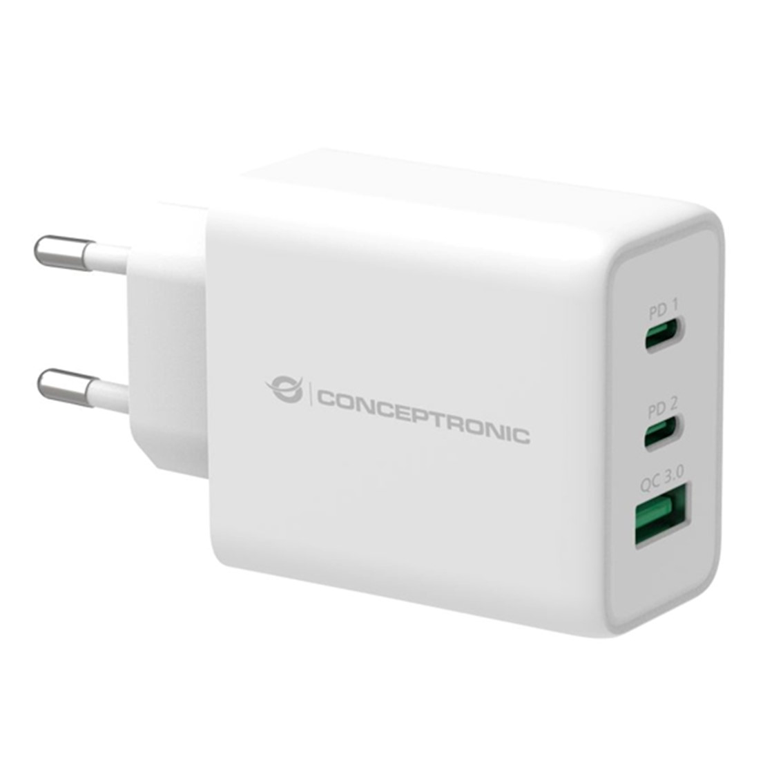 Conceptronic carga rapida pd 1 puerto usb tipo a - 2 puertos usb tipo c - althea - 65w - blanco