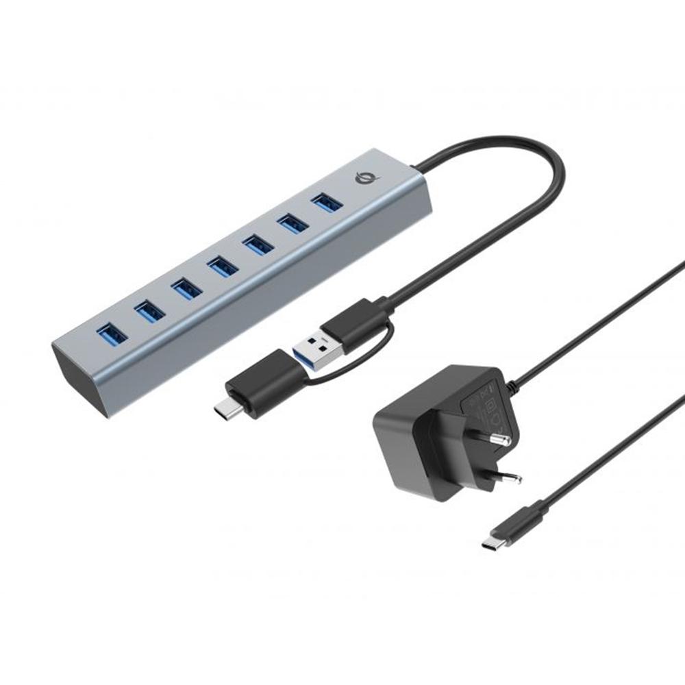 Conceptronic hubbies21gp 7 puertos usb - c a 7xusb - a con alimentador