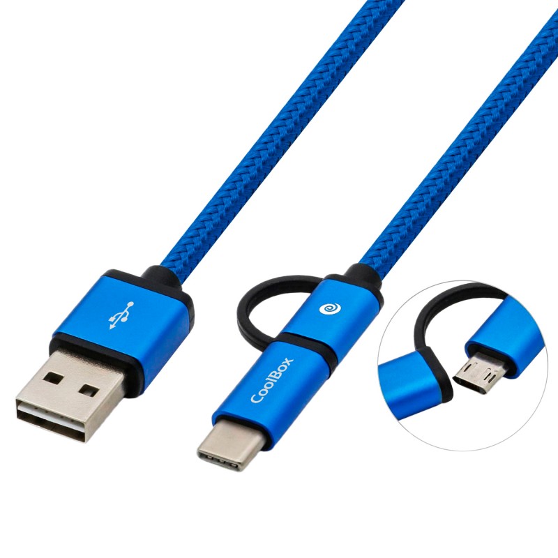 Coolbox carga mas datos micro usb usb tipo c usb tipo a 1m
