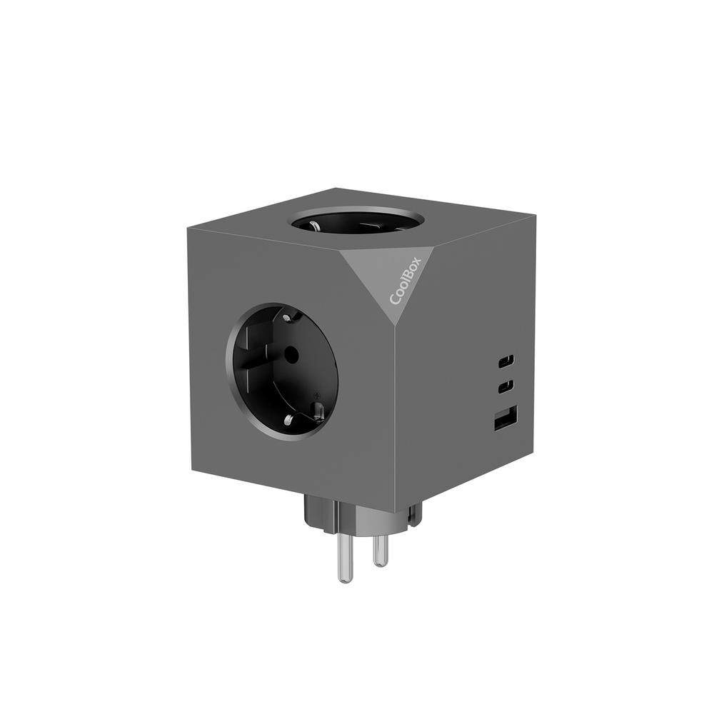 Coolbox cubik enchufes con carga usb c+a