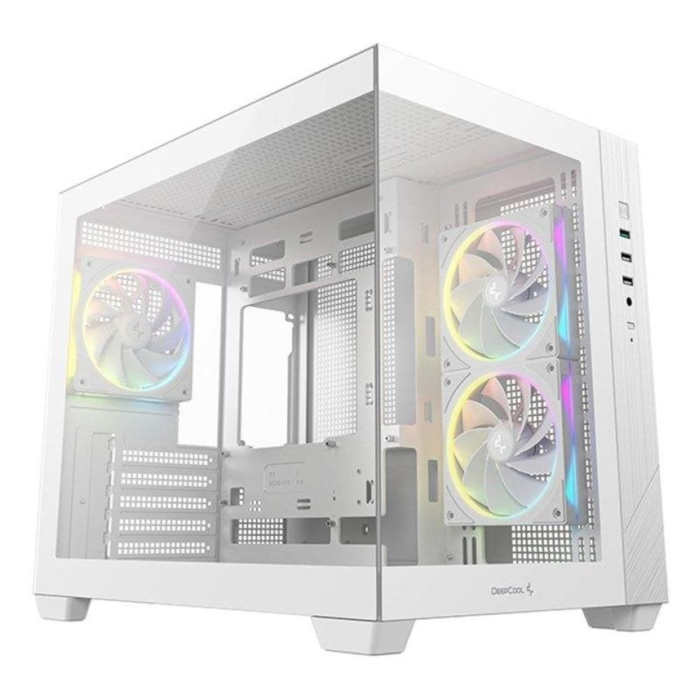 Deepcool cg330 3f matx argb cristal templado blanca