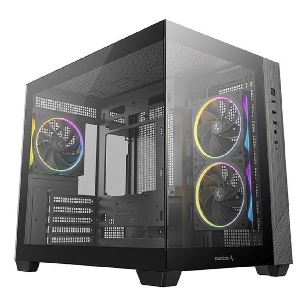 Deepcool cg330 3f matx argb cristal templado negra