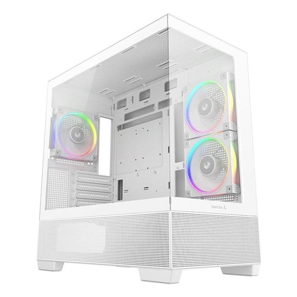 Deepcool cg380 3f matx argb cristal templado blanca