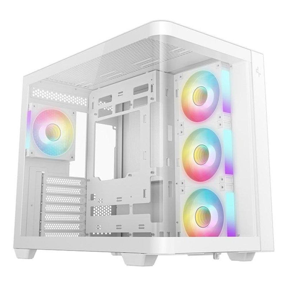Deepcool cg530u 4f atx argb cristal templado blanca