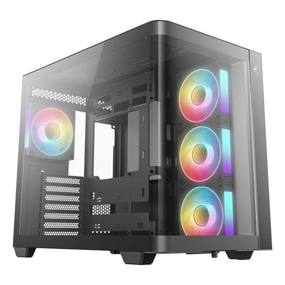 Deepcool cg530u 4f atx argb cristal templado negra