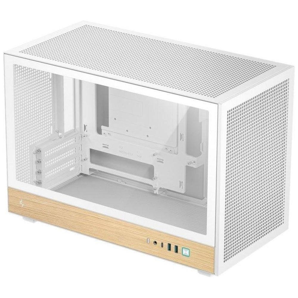Deepcool ch260 wood wh matx cristal templado blanca y madera