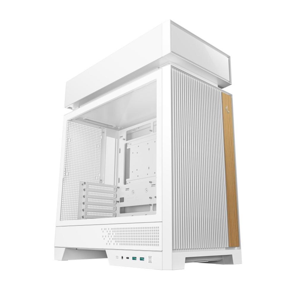Deepcool cl660 atx argb cristal templado blanca y madera