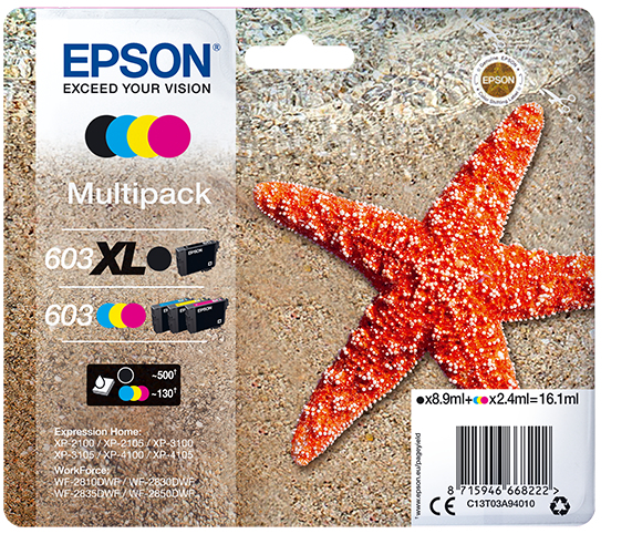 Epson 603xl c13t03a94010 negro - cian - amarillo - magenta - estrella de mar