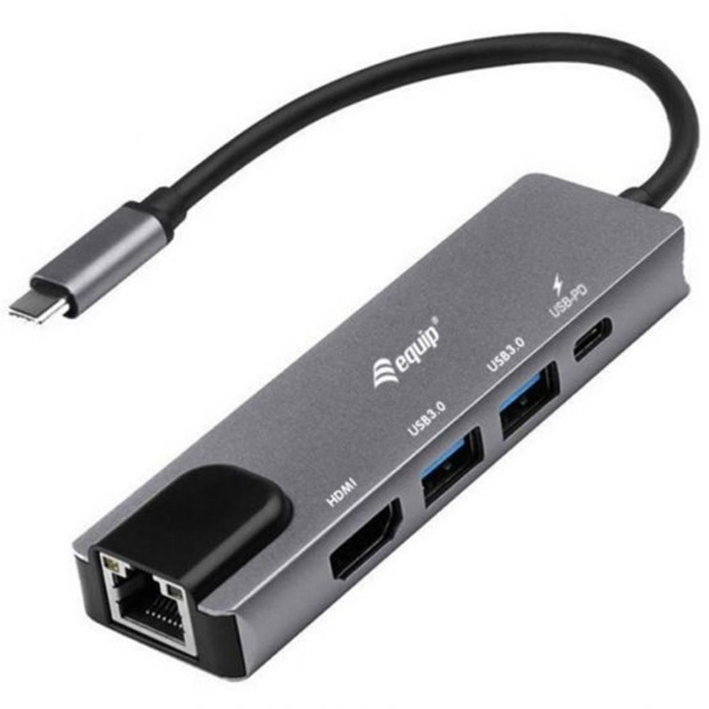 Equip usb tipo c 5 en 1 hdmi rj45 usb 3.2 100w pd
