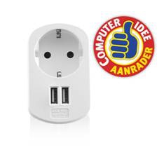 Ewent 2 puertos - 155w - enchufe shuko blanco