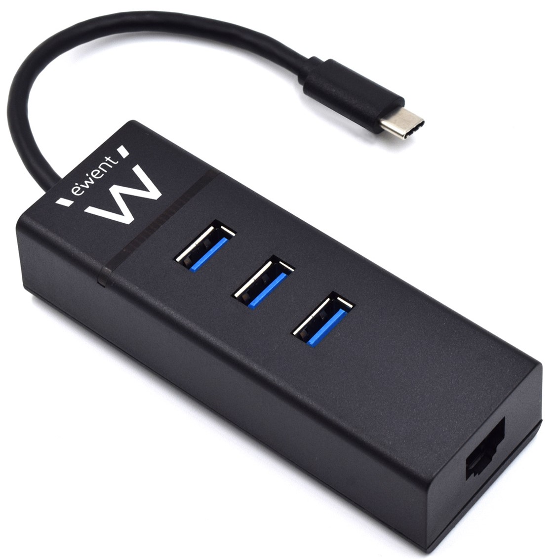 Ewent 3 puertos - usb 3.1 gen1 - puerto rj45 - negro