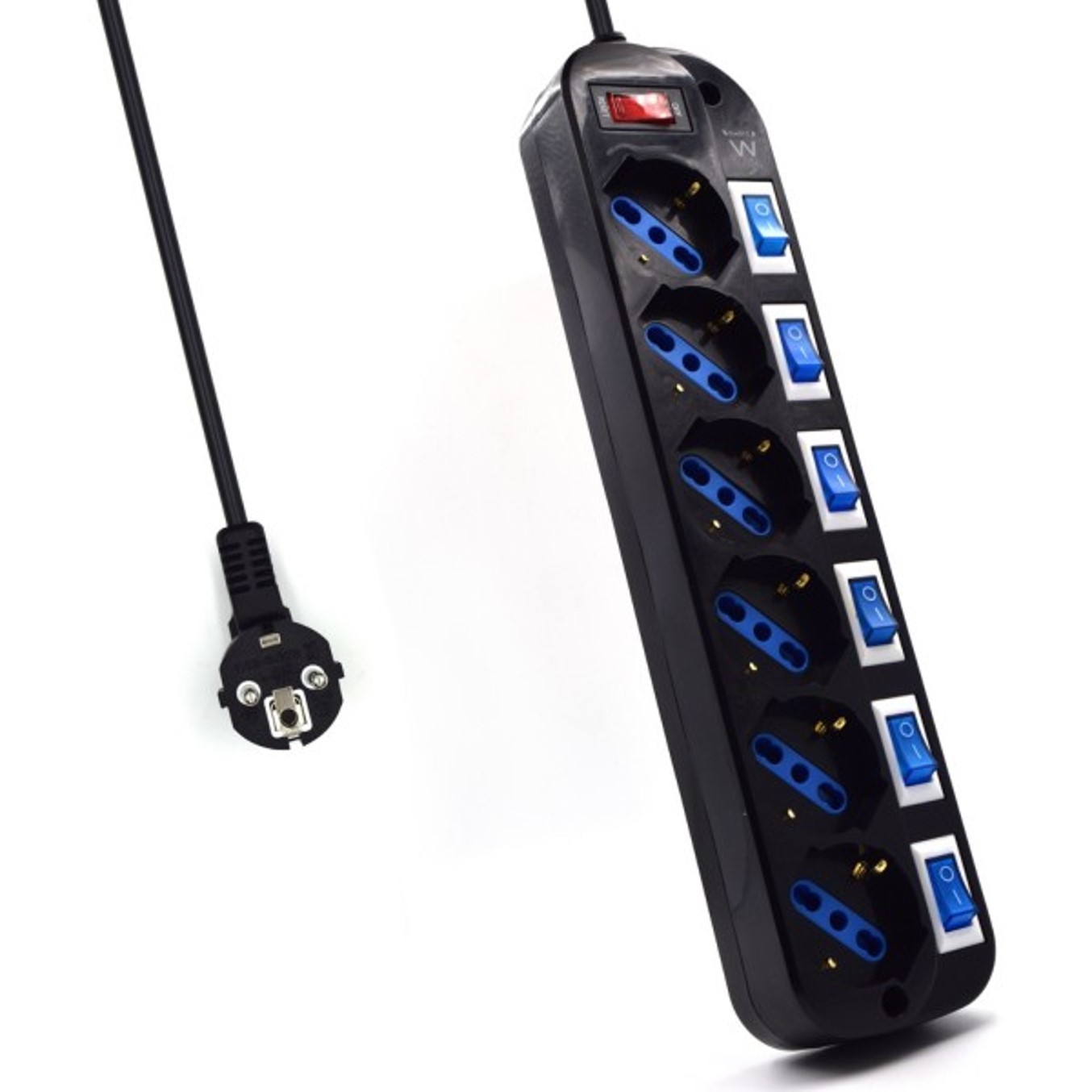 Ewent 6 tomas shucko interruptor individual negro