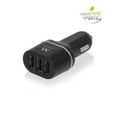 Ewent para coche - 3 puertos - 24w - smart ic - negro
