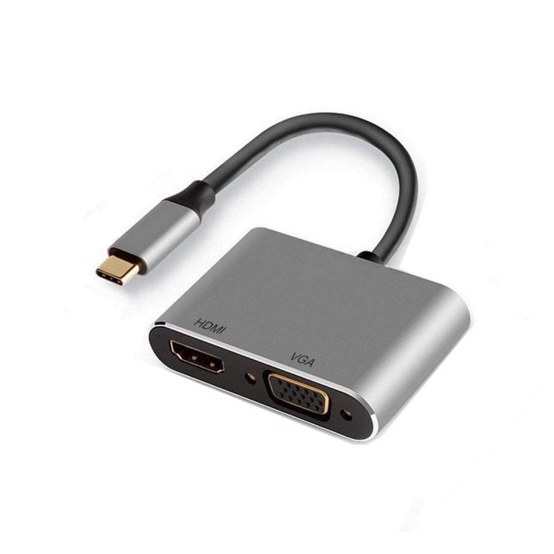 Ewent usb tipo c a hdmi 4k y vga 15cm - macho - hembra