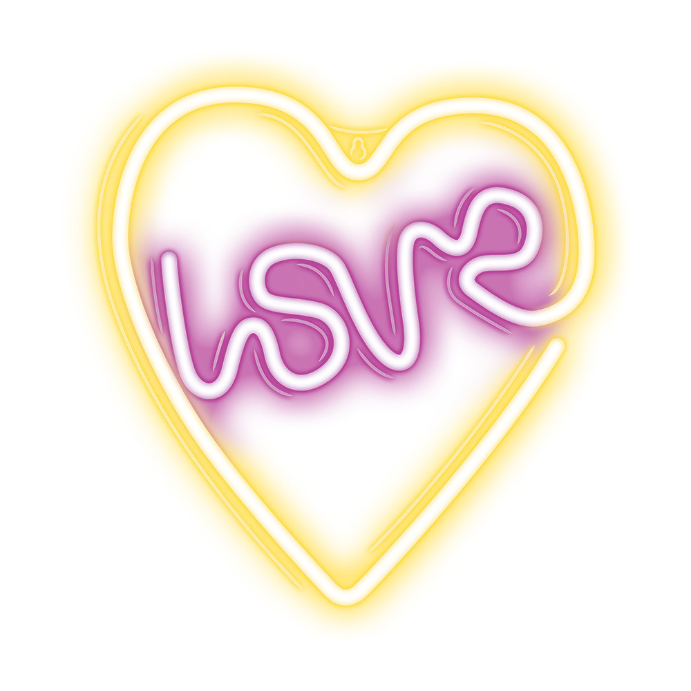 Forever neon led love heart purple white