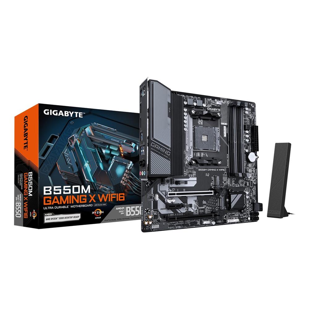 Gigabyte B550M GAMING X WIFI6 Placa base - Procesadores AMD Ryzen 5000, VRM de 5+3 fases, hasta 3200 MHz DDR4, 1x M.2 PCIe 4.0 + 1x M.2 PCIe 3.0, Wi-Fi 6, LAN 1