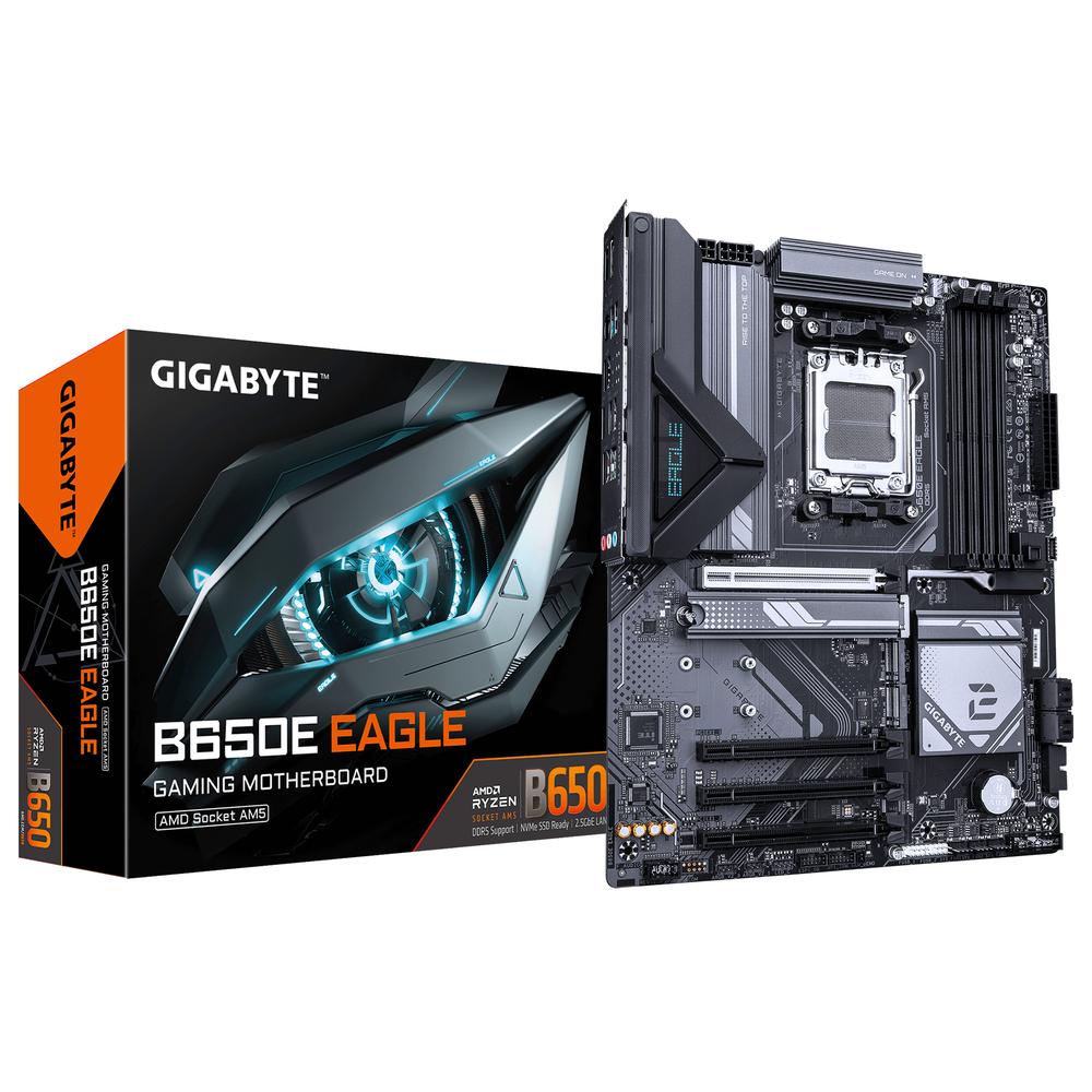 Gigabyte B650E EAGLE Placa Base – Procesadores AMD Ryzen 9000 Series, VRM de 8+2+2 fases, hasta 8200 MHz DDR5 (OC), 1x PCIe 5.0 + 2x PCIe 4.0 M.2, LAN 2.5 GbE,