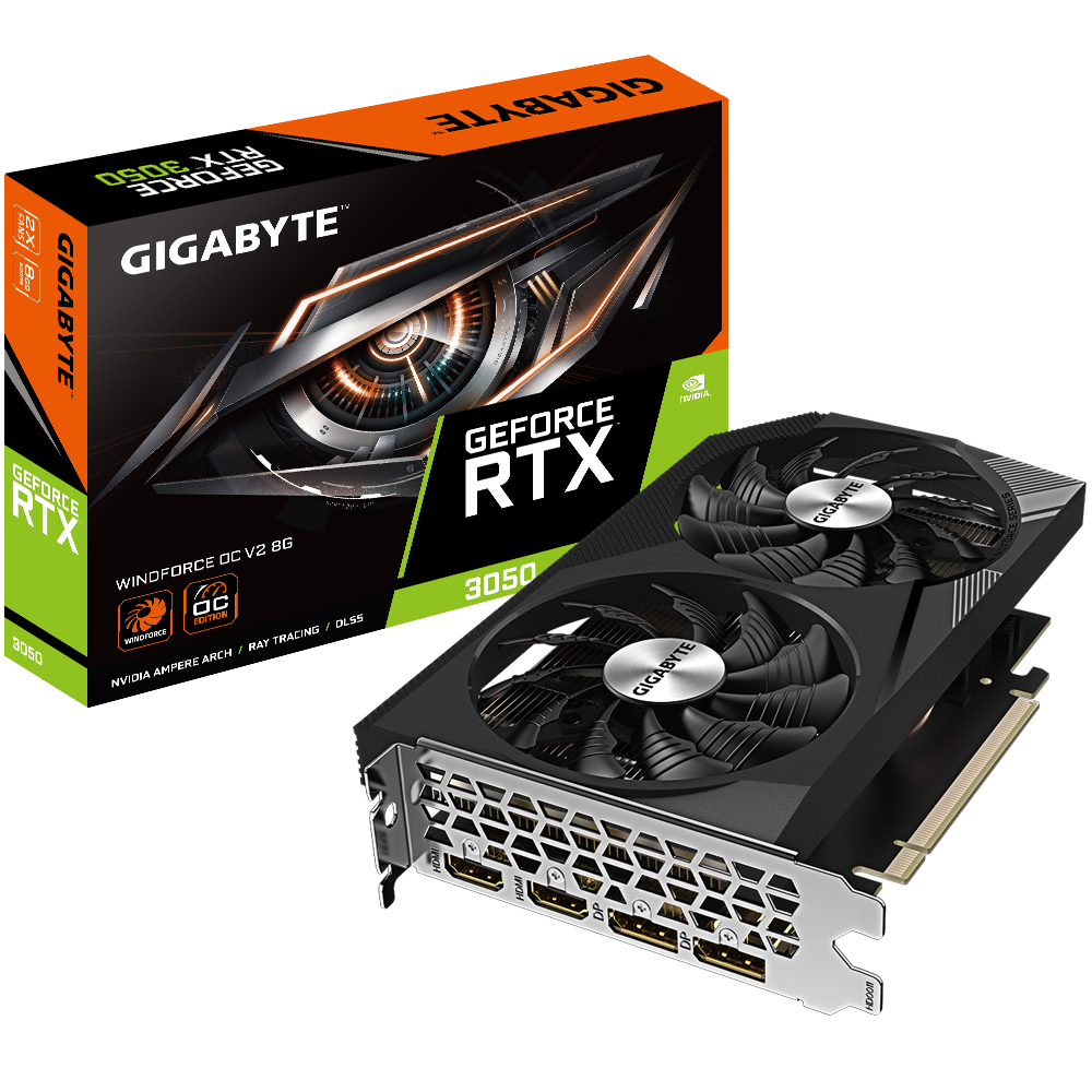 Gigabyte rtx 3050 windforce oc v2 8gb gddr6 - 2x dp - 2x hdmi pci express 4.0