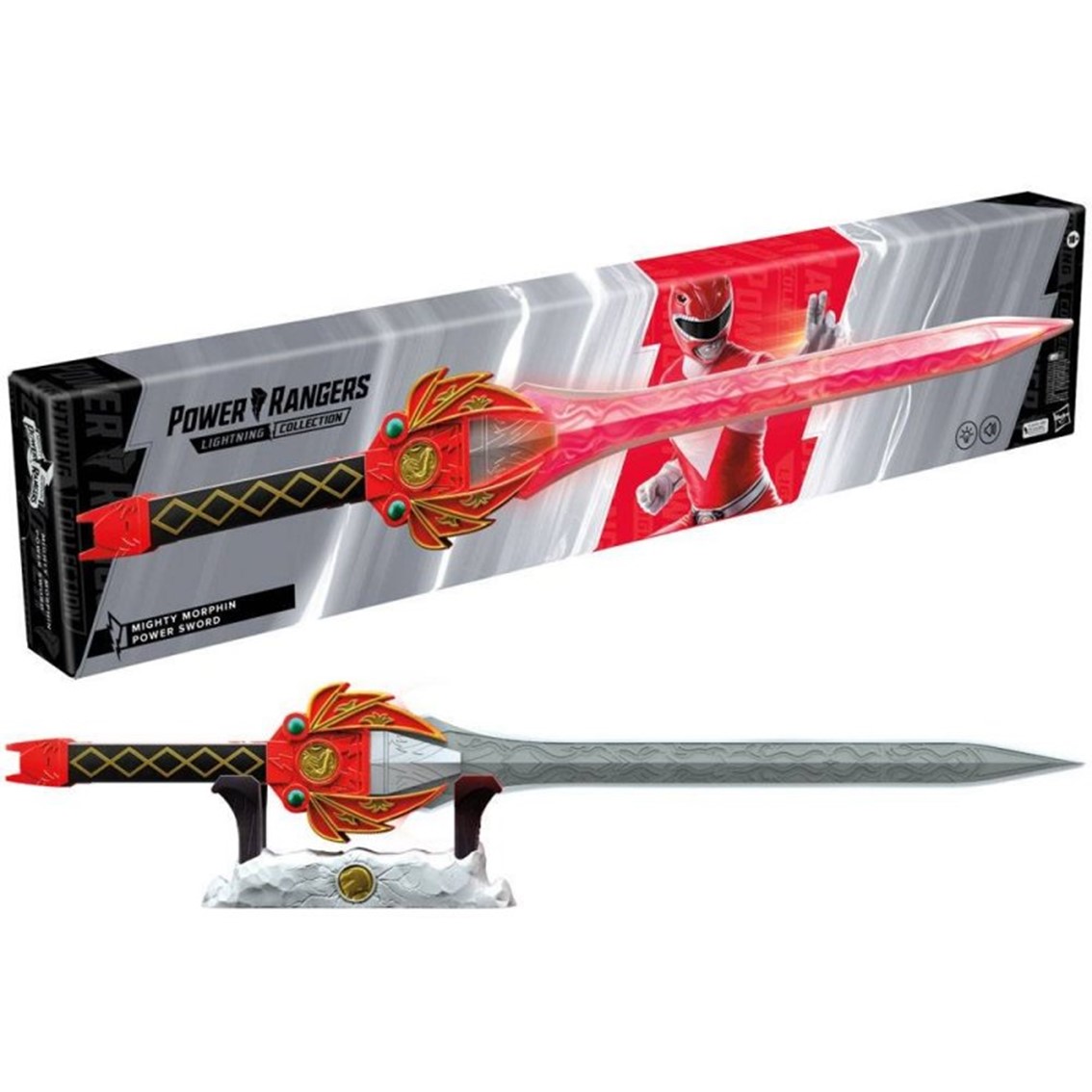 Hasbro espada poder ranger rojo replica escala 1:1 power rangers mighty morphin collection
