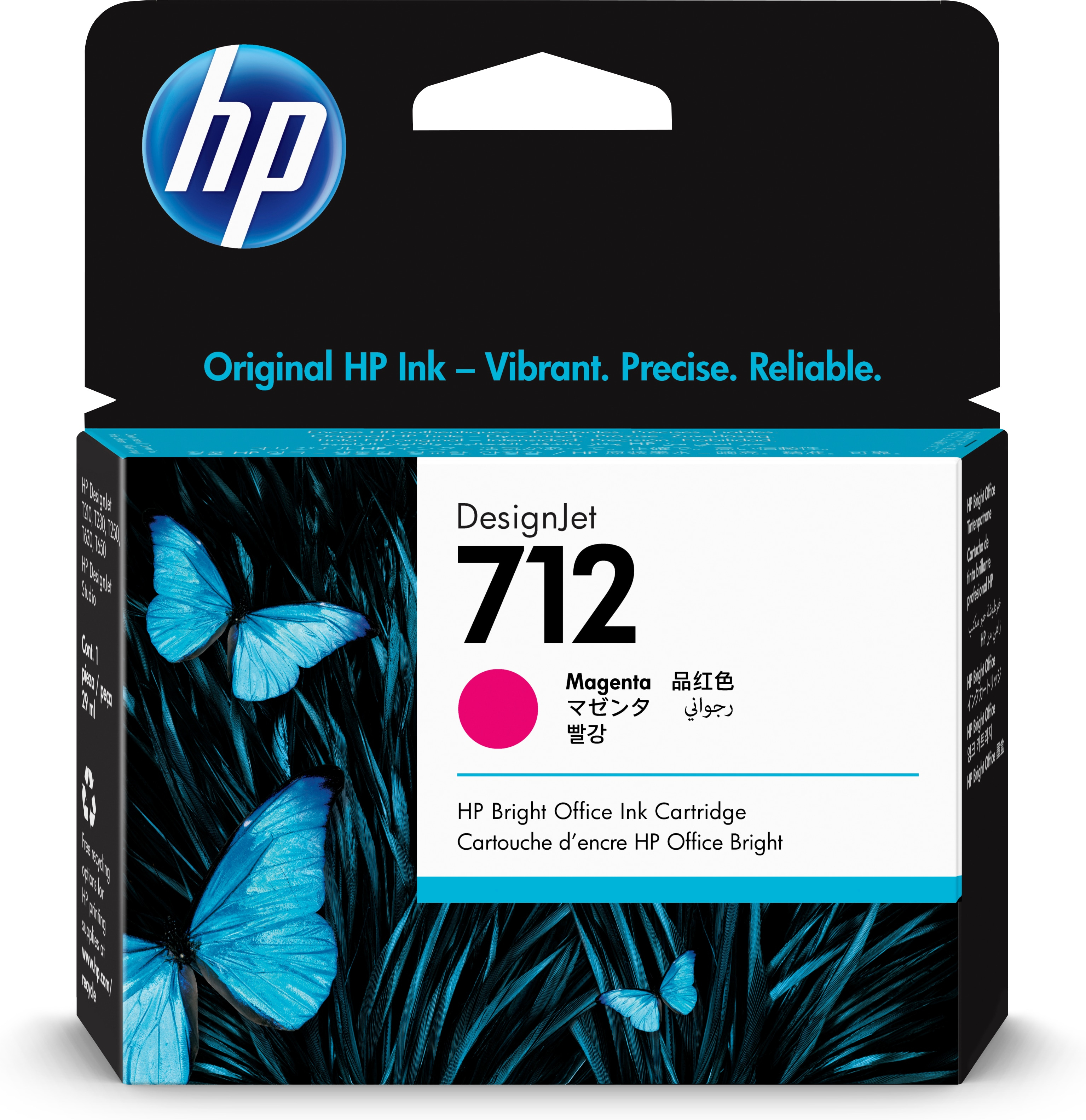 Hp 712 - 3ed68a - 29 ml - t210 - t230 - t250 - t630 - t650 - magenta