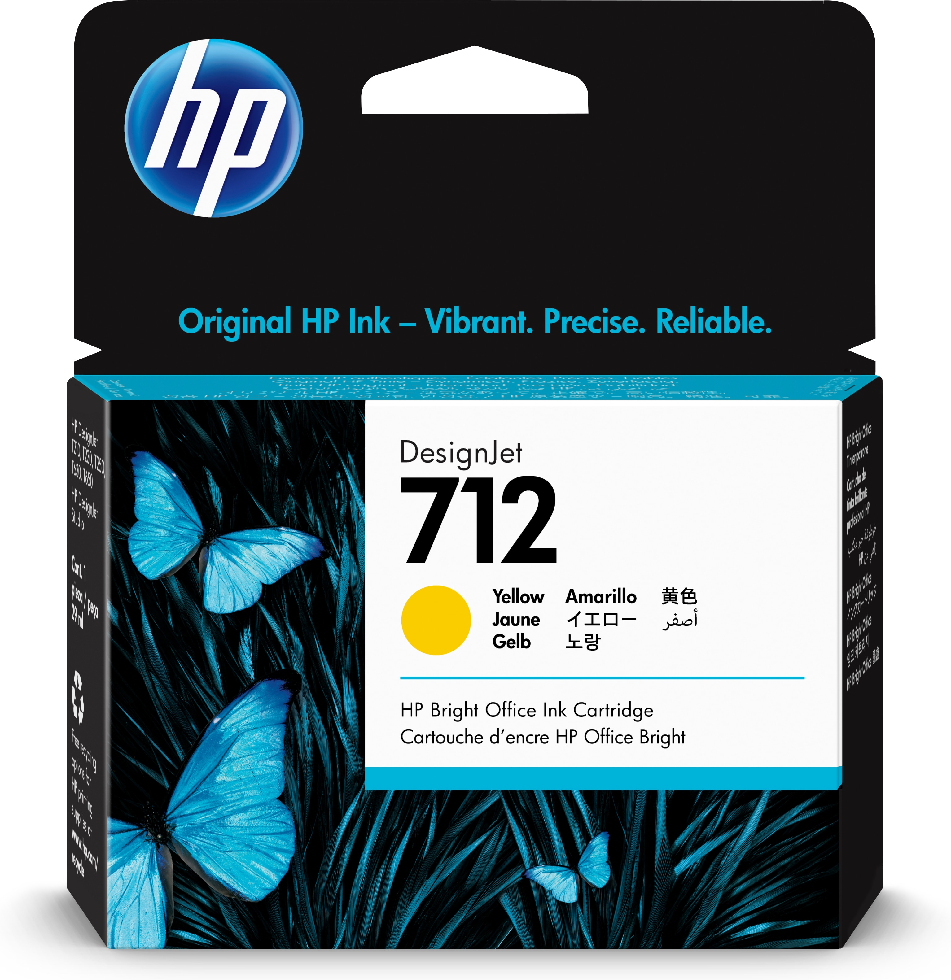 Hp 712 - 3ed69a - 29 ml - t210 - t230 - t250 - t630 - t650 - amarillo