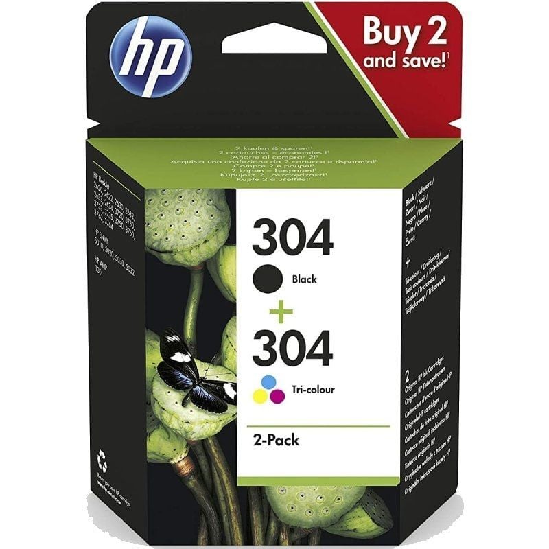 HP Paquete de 2 cartuchos de tinta Original 304 negro tricolor