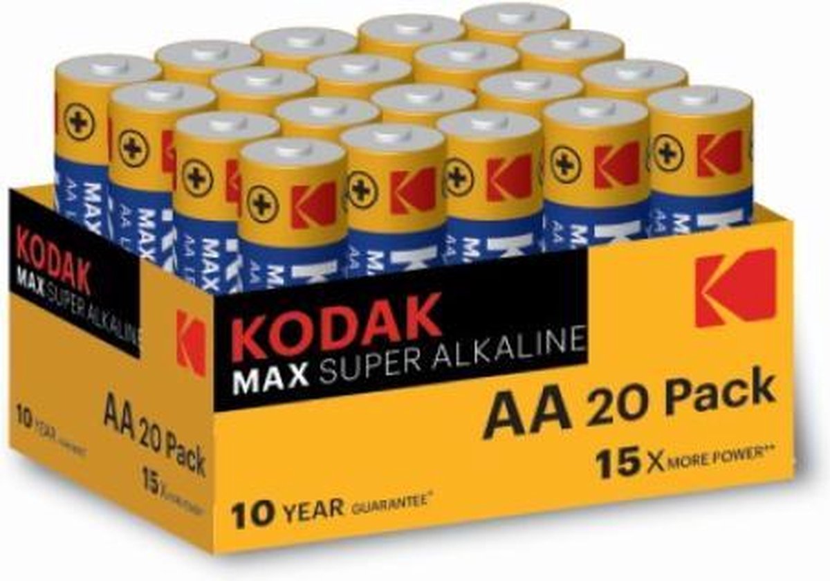 Kodak alcalina max aa lr6 blister 20 pilas