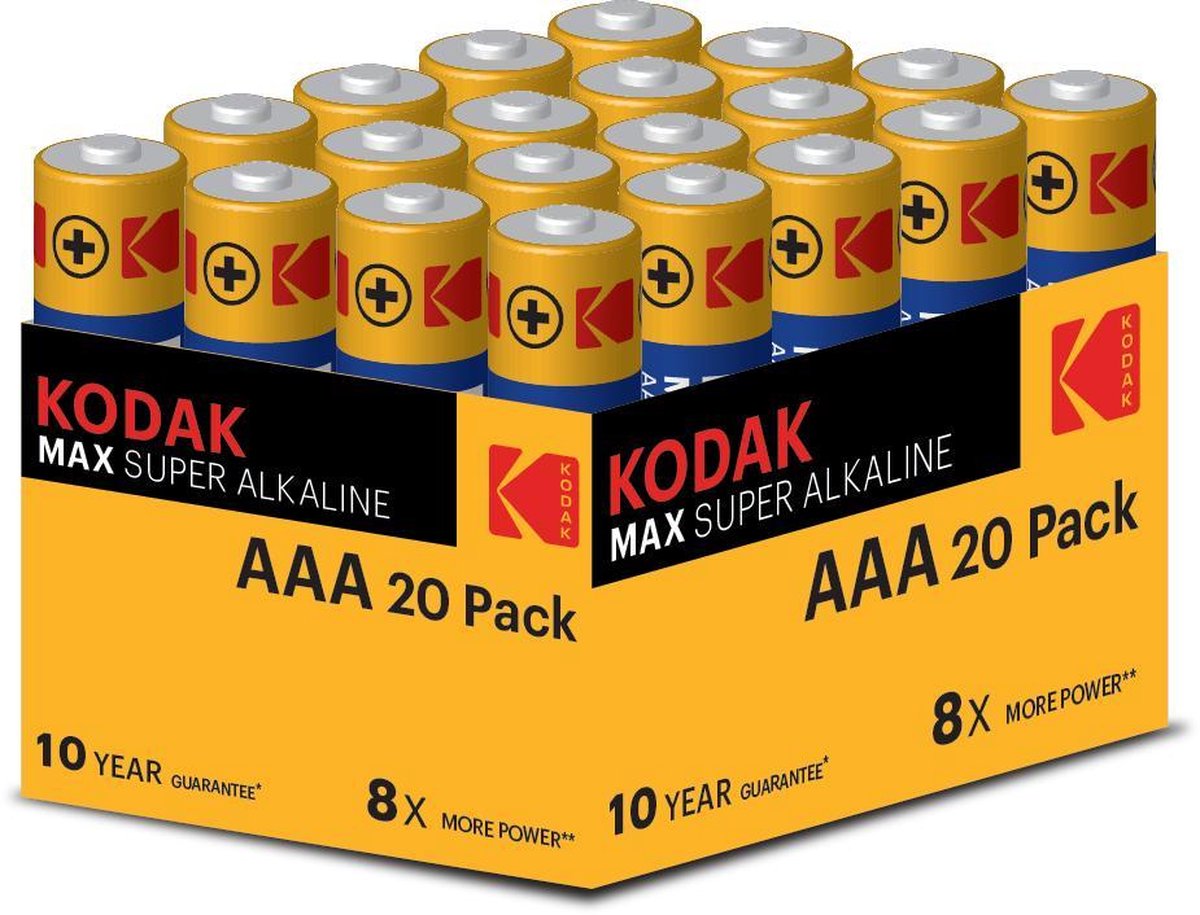 Kodak alcalina max aaa lr3 blister 20 pilas