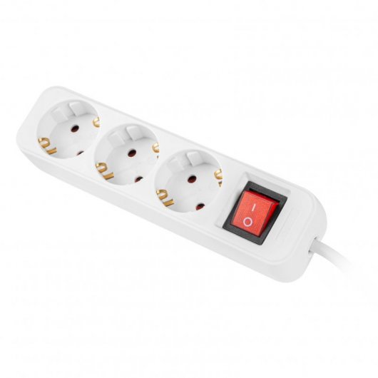 Lanberg 3 tomas schuko con protecion blanca 1.5m