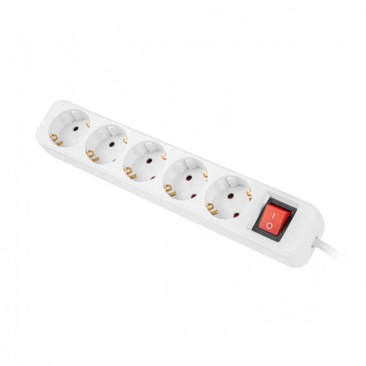 Lanberg 5 tomas schuko con protecion blanca 1.5m