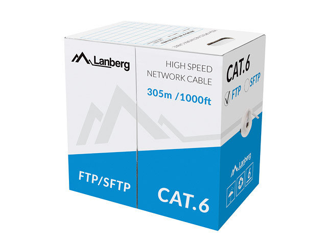 Lanberg ftp 305m solid cu cpr + fluke passed gris