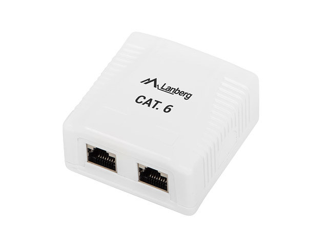 Lanberg de superficie cat.6 ftp 2x toma rj45 blanco