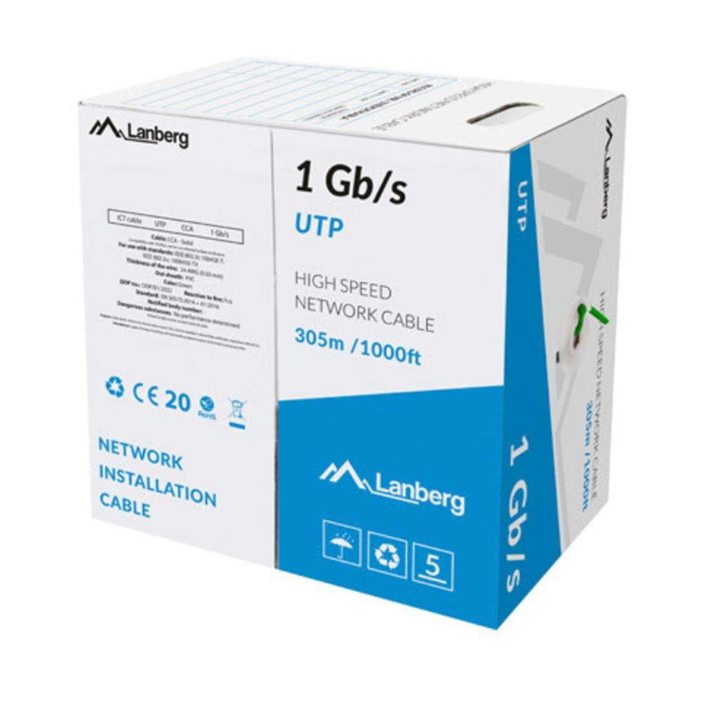 Lanberg u - utp rj45 solido cca awg23 305m verde