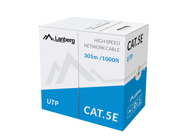 Lanberg utp 305m rj45 solid cobre fluke tested awg24 cpr gris