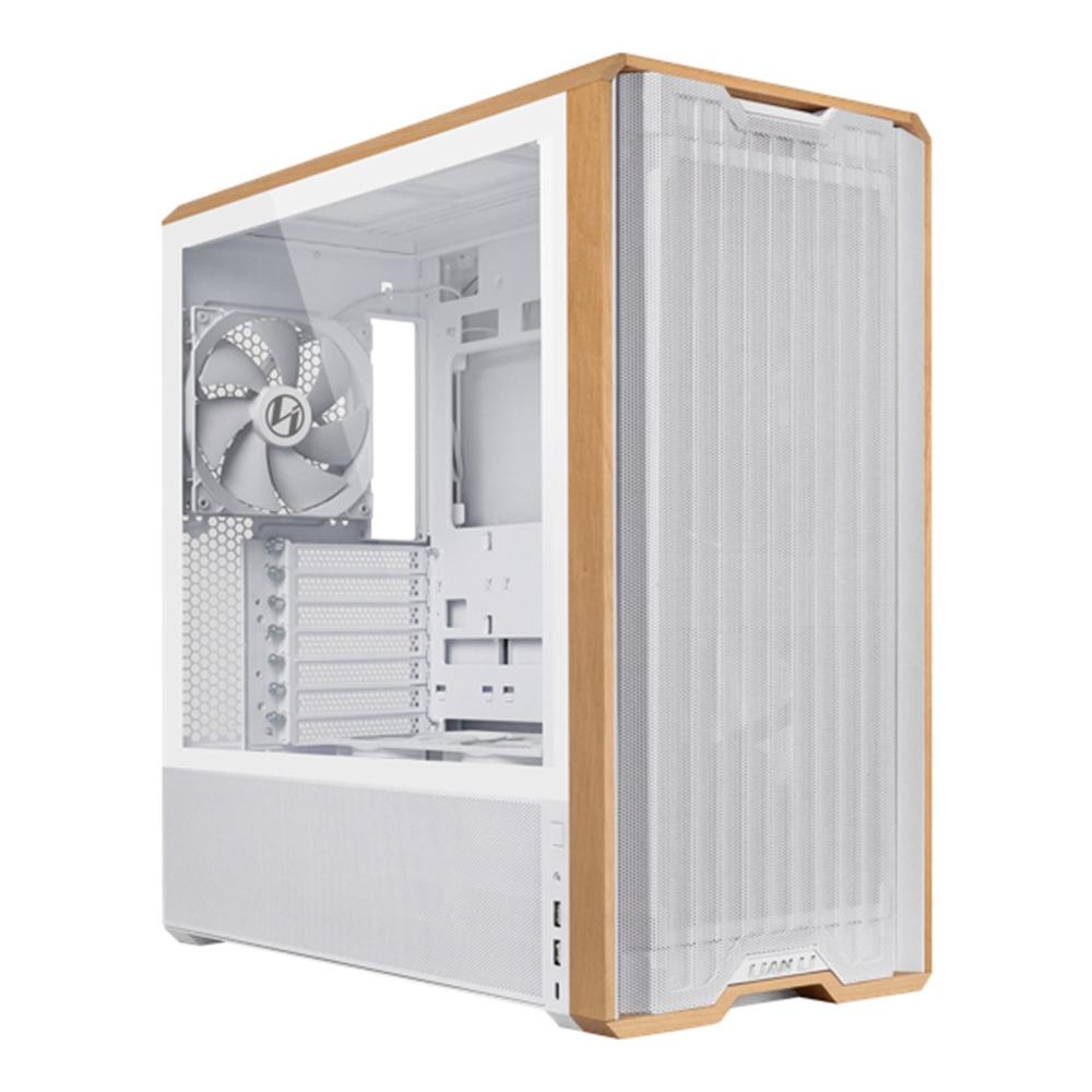 Lian li lancool 217 atx cristal templado madera blanca