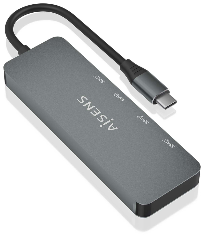Hub USB Tipo-C Aisens A109-0694 2xUSB 2xUSB Tipo-C Gris