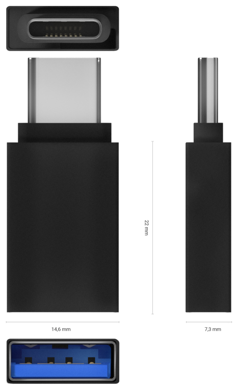 Adaptador USB 3.2 Aisens A108-0717 USB Hembra - USB Tipo-C Macho Negro