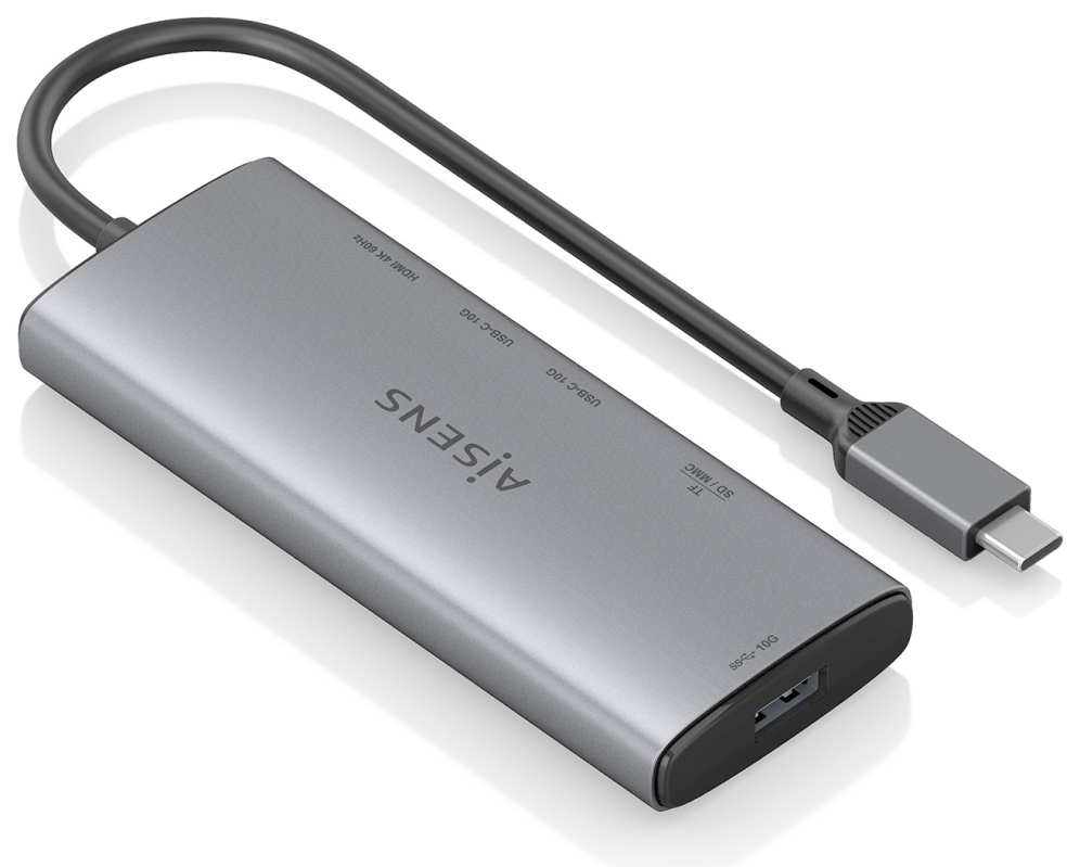 Docking USB Tipo-C Aisens ASUC-6P029-GR 1xHDMI 4K 1xUSB 2xUSB Tipo-C 1xLector de Tarjetas Gris