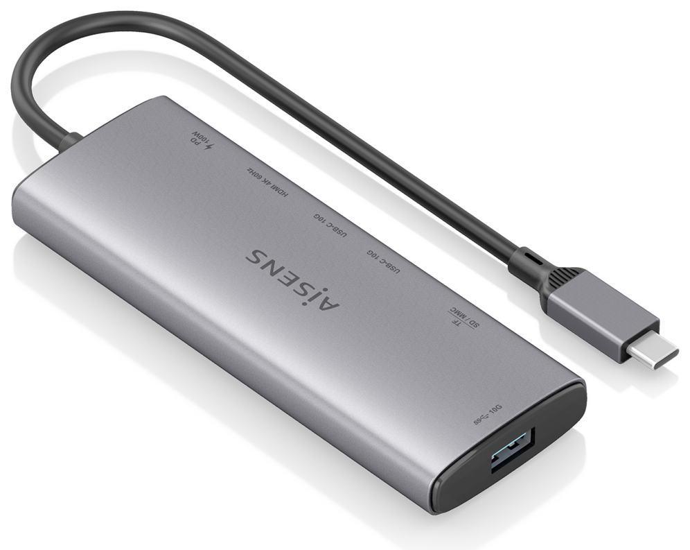 Docking USB Tipo-C Aisens ASUC-7P031-GR 1xHDMI 4K 1xUSB 2xUSB Tipo-C 1xLector Tarjetas 1xUSB Tipo-C PD Gris